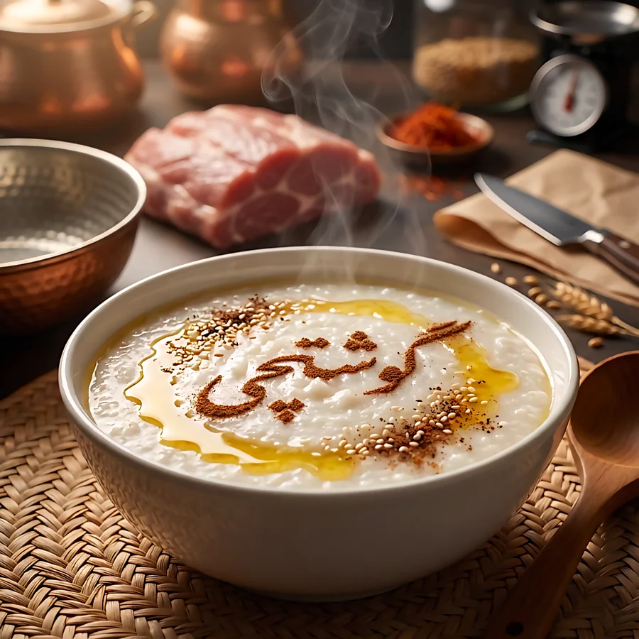 نتیجه نهایی حلیم کشدار با گوشت گردن