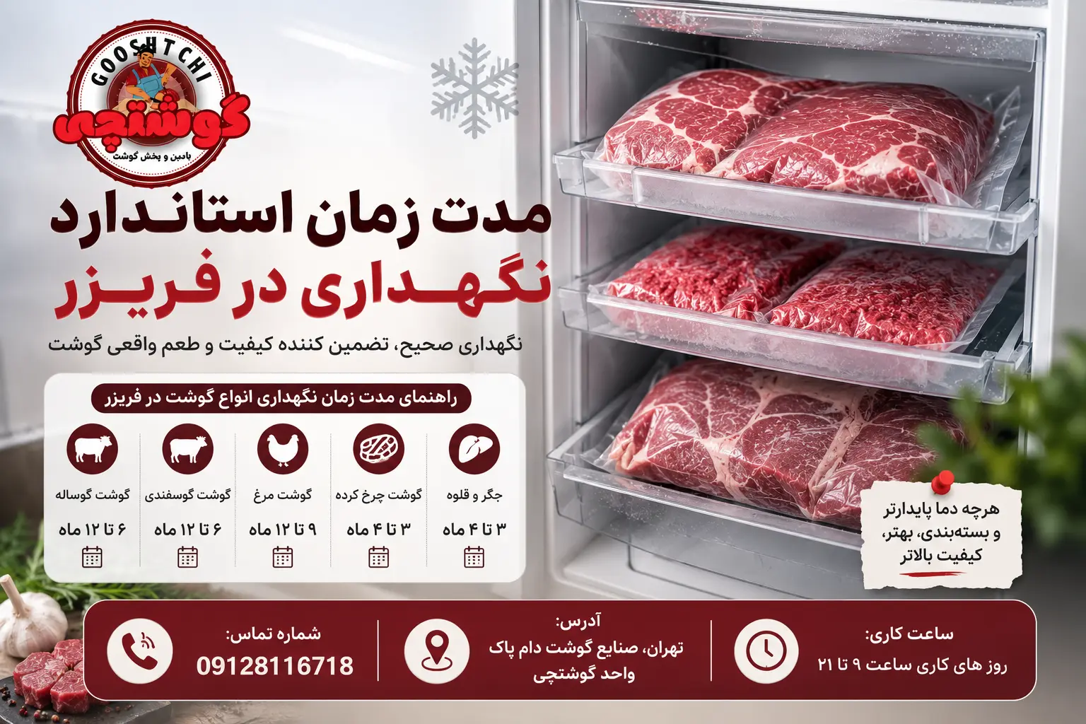 مدت زمان استاندارد نگهداری در فریزر
